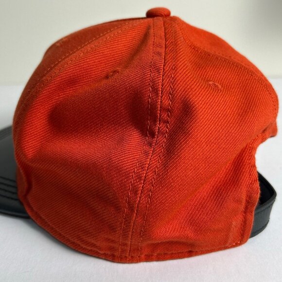 Coach Colorblock Flat Brim Cap F86475 Orange Black Leather Trim Strapback Hat - Picture 11 of 12